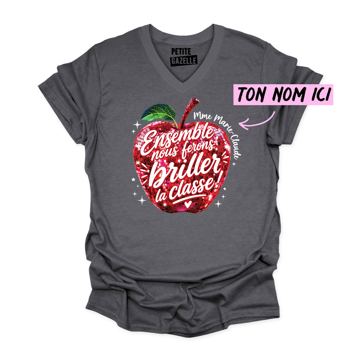 TSHIRT COL en V | Madame Pomme Disco