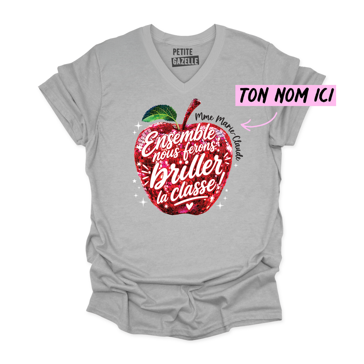 TSHIRT COL en V | Madame Pomme Disco