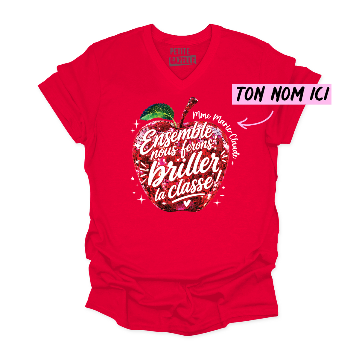 TSHIRT COL en V | Madame Pomme Disco