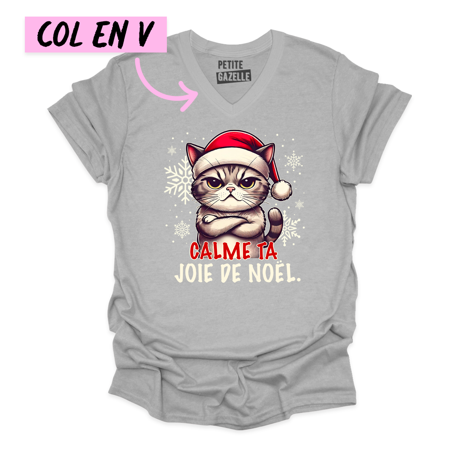 TSHIRT COL en V | Calme ta joie de Noël