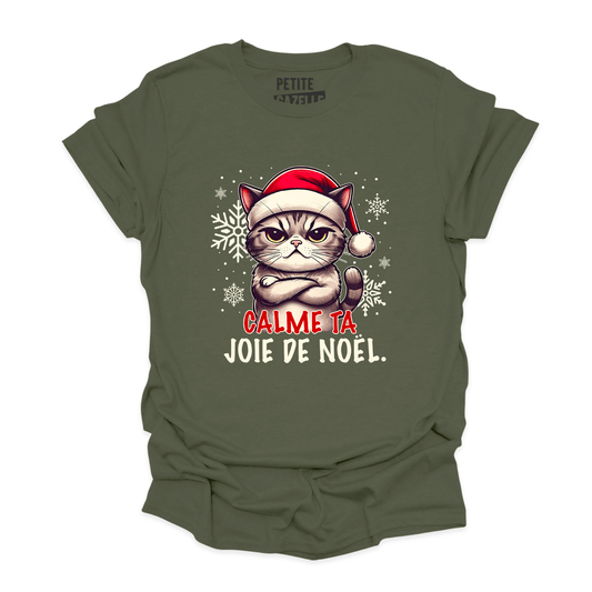 T - SHIRT COL ROND | Calme ta joie de Noël - T-shirt Unisexe Col Rond - Petite Gazelle Atelier