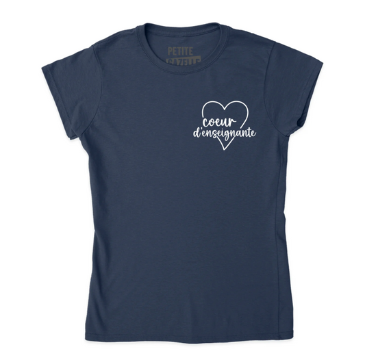 XL - T-shirt Ajusté bleu marine - Coeur d'enseignante