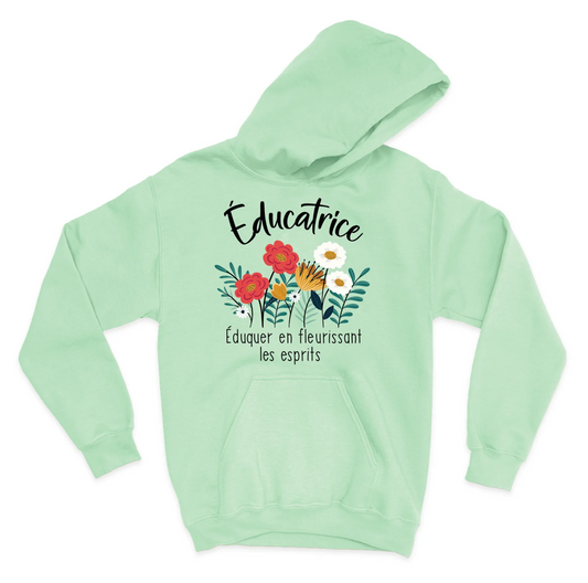 XL - Hoodie Vert Menthe - Éducatrice Fleurir les esprits
