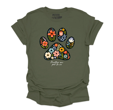 M - T-shirt Unisexe col rond kaki - Meilleur ami pour la vie