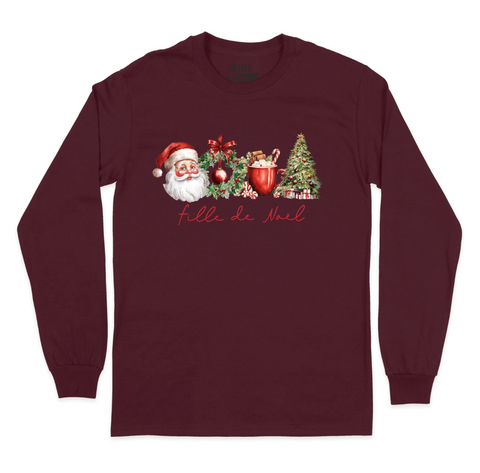 XXL - T-shirt manches longues bourgogne - Fille de Noël