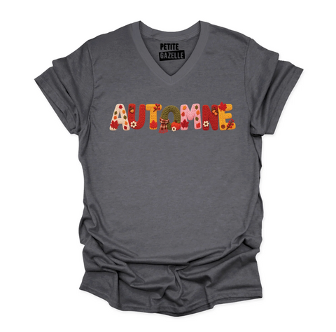 XXL - T-shirt Unisexe col en V gris foncé - Automne tricoté