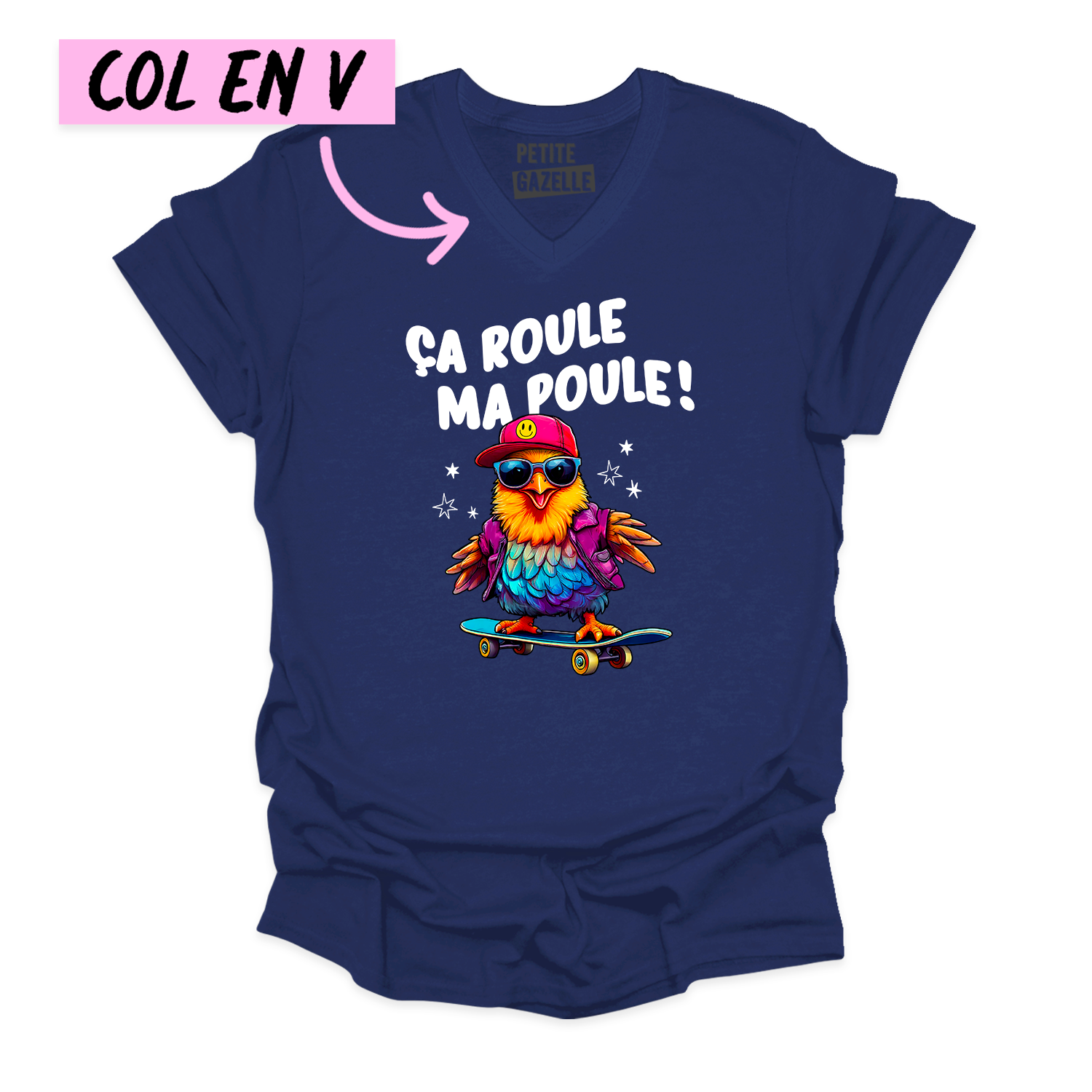 TSHIRT COL en V | Ça roule ma poule !