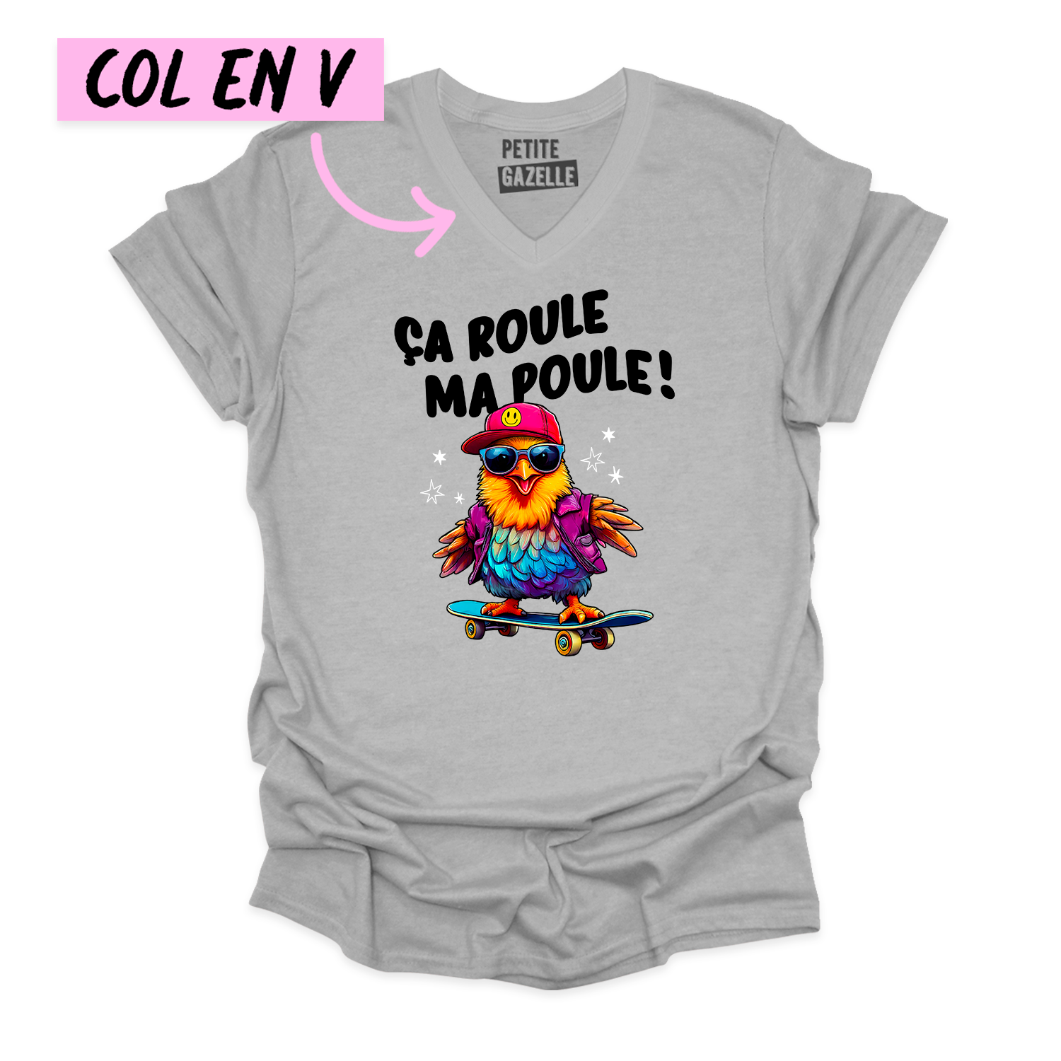 TSHIRT COL en V | Ça roule ma poule !