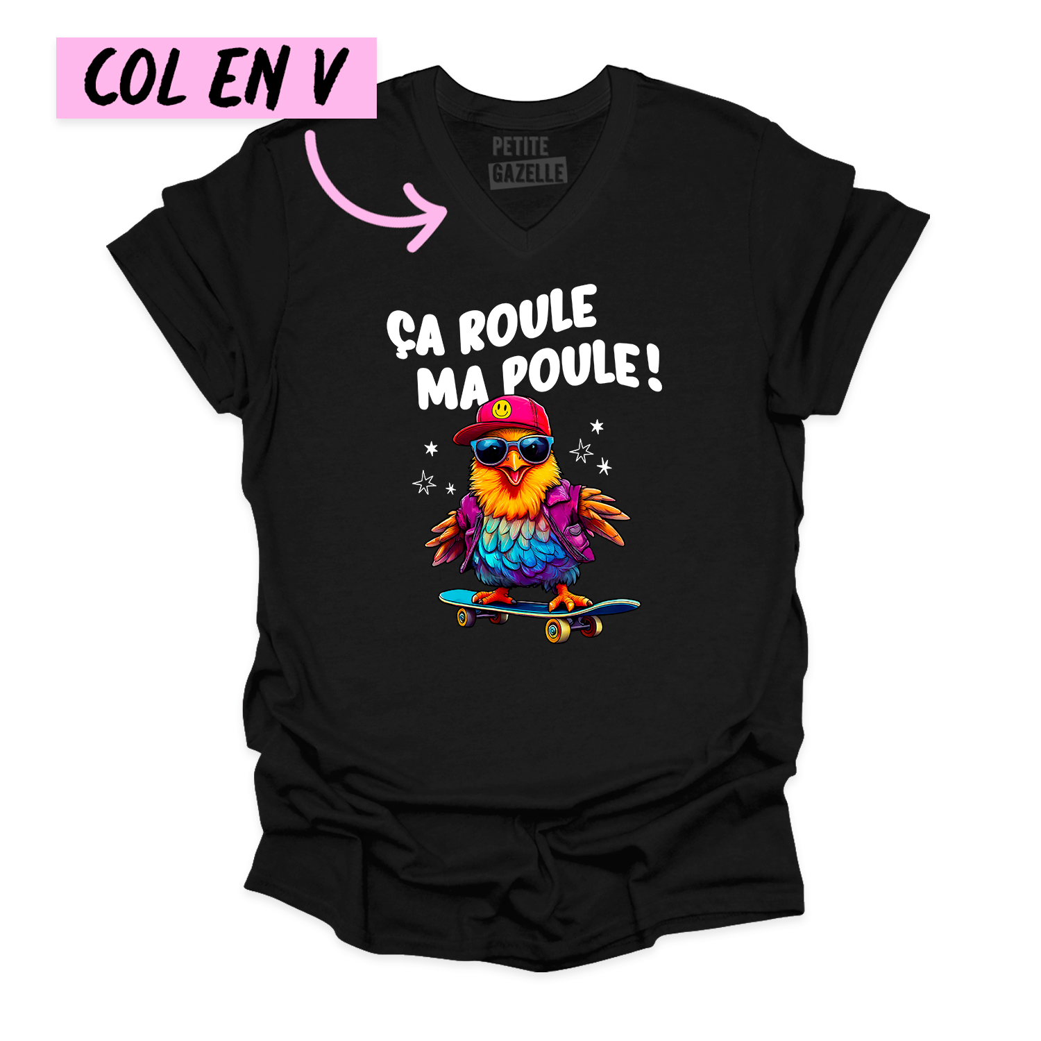 TSHIRT COL en V | Ça roule ma poule !