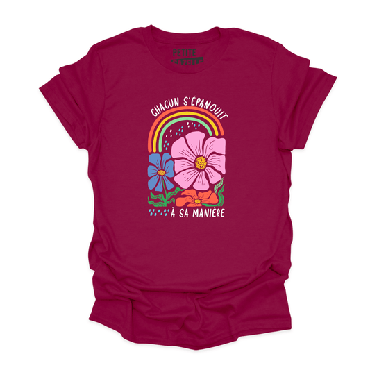 T - SHIRT COL ROND | Chacun s'épanouit à sa mannière - T-shirt Unisexe Col Rond - Petite Gazelle Atelier