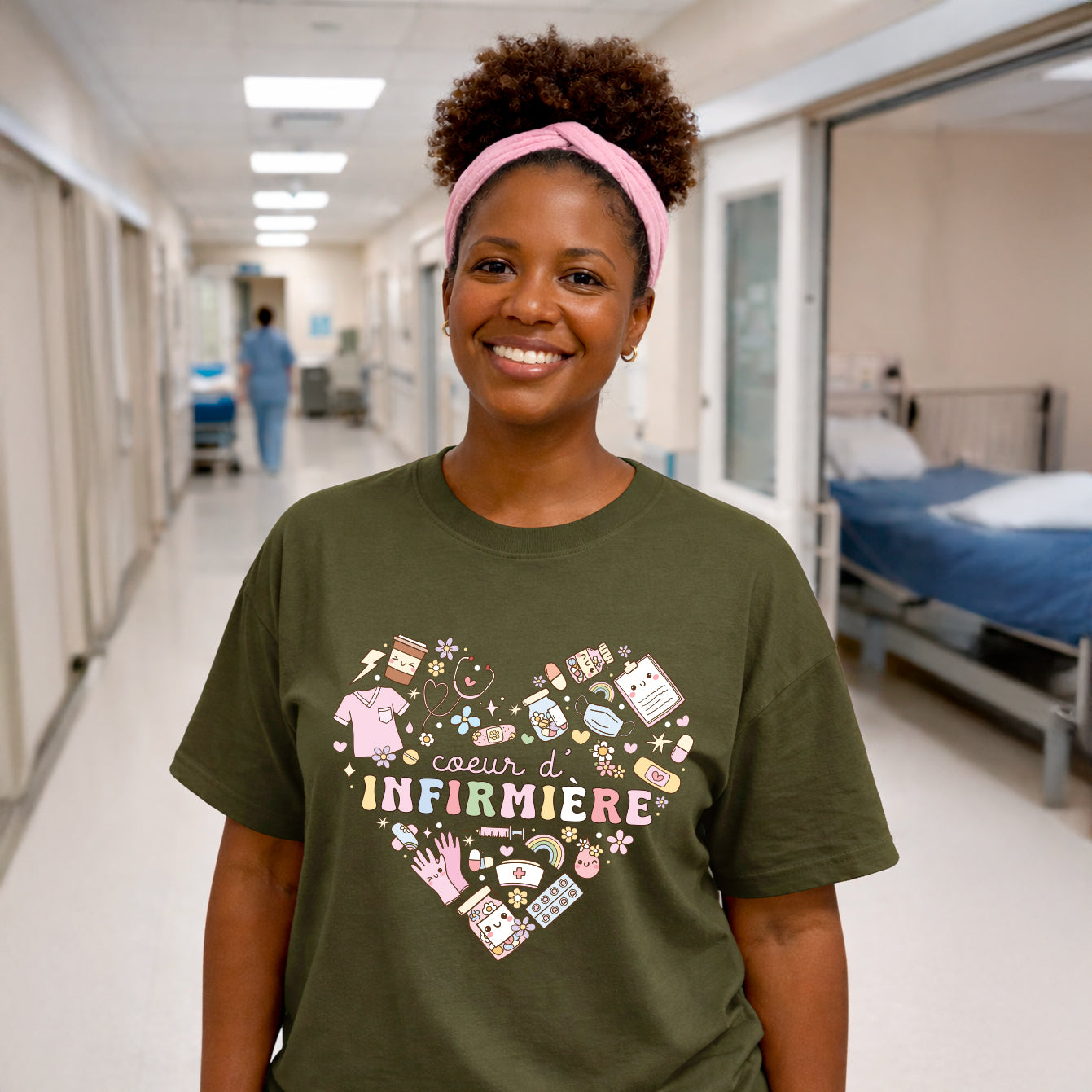 T-SHIRT COL ROND | Coeur d'infirmière