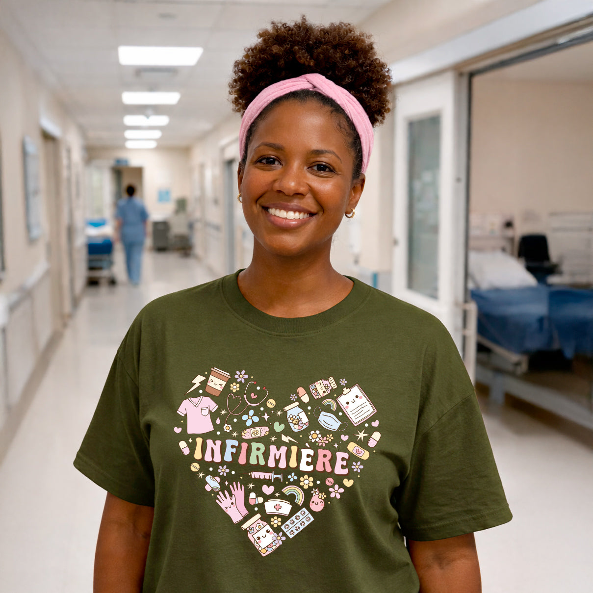 T-SHIRT COL ROND | Infirmière Coeur