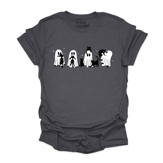 T - SHIRT COL ROND | Chats & Fantômes - T-shirt Unisexe Col Rond - Petite Gazelle Atelier