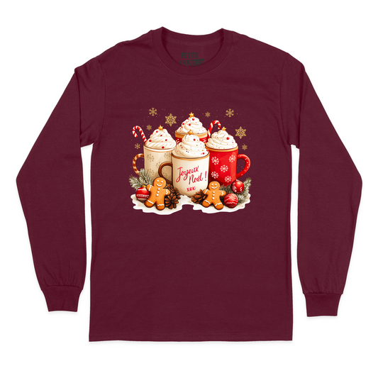 T-SHIRT À MANCHES LONGUES | Chocolats chauds & Joyeux Noël !