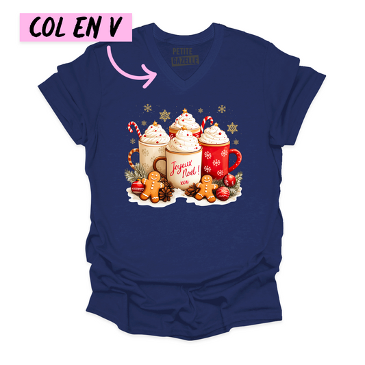 TSHIRT COL en V | Chocolats chauds & Joyeux Noël !