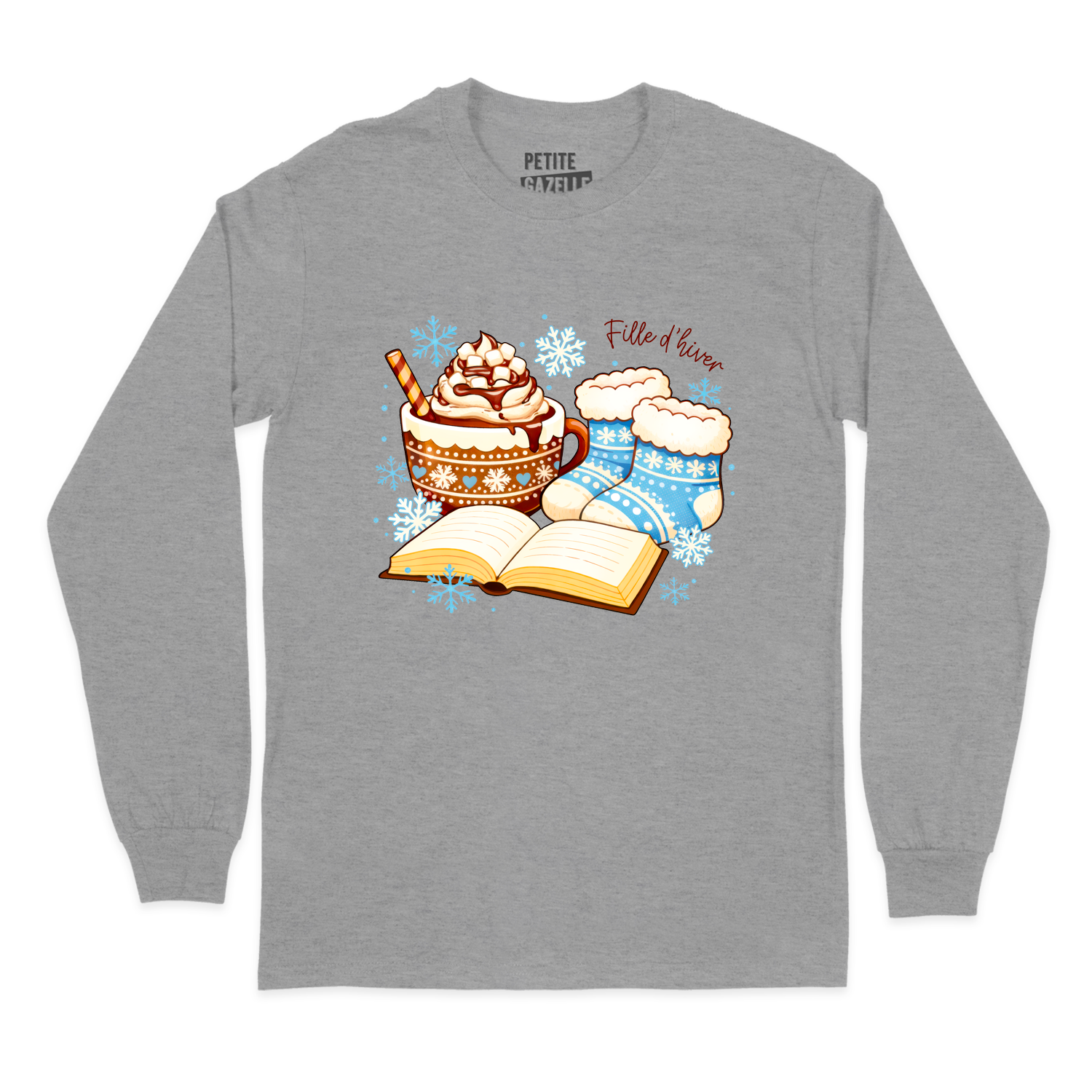 T-SHIRT À MANCHES LONGUES | Chocolat chaud et bas de laine