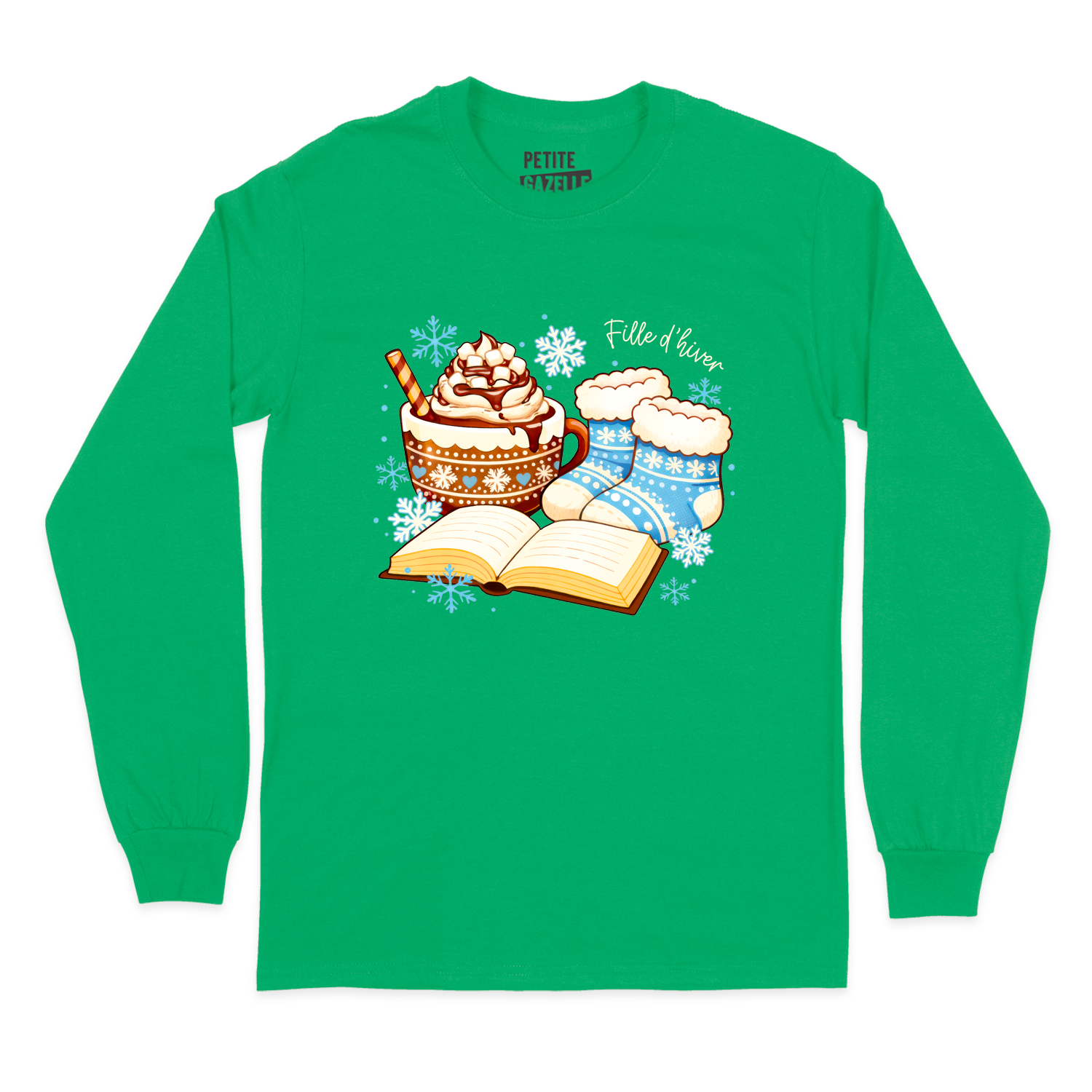T-SHIRT À MANCHES LONGUES | Chocolat chaud et bas de laine