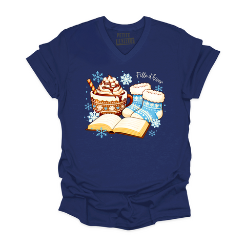 TSHIRT COL en V | Chocolat chaud et bas de laine