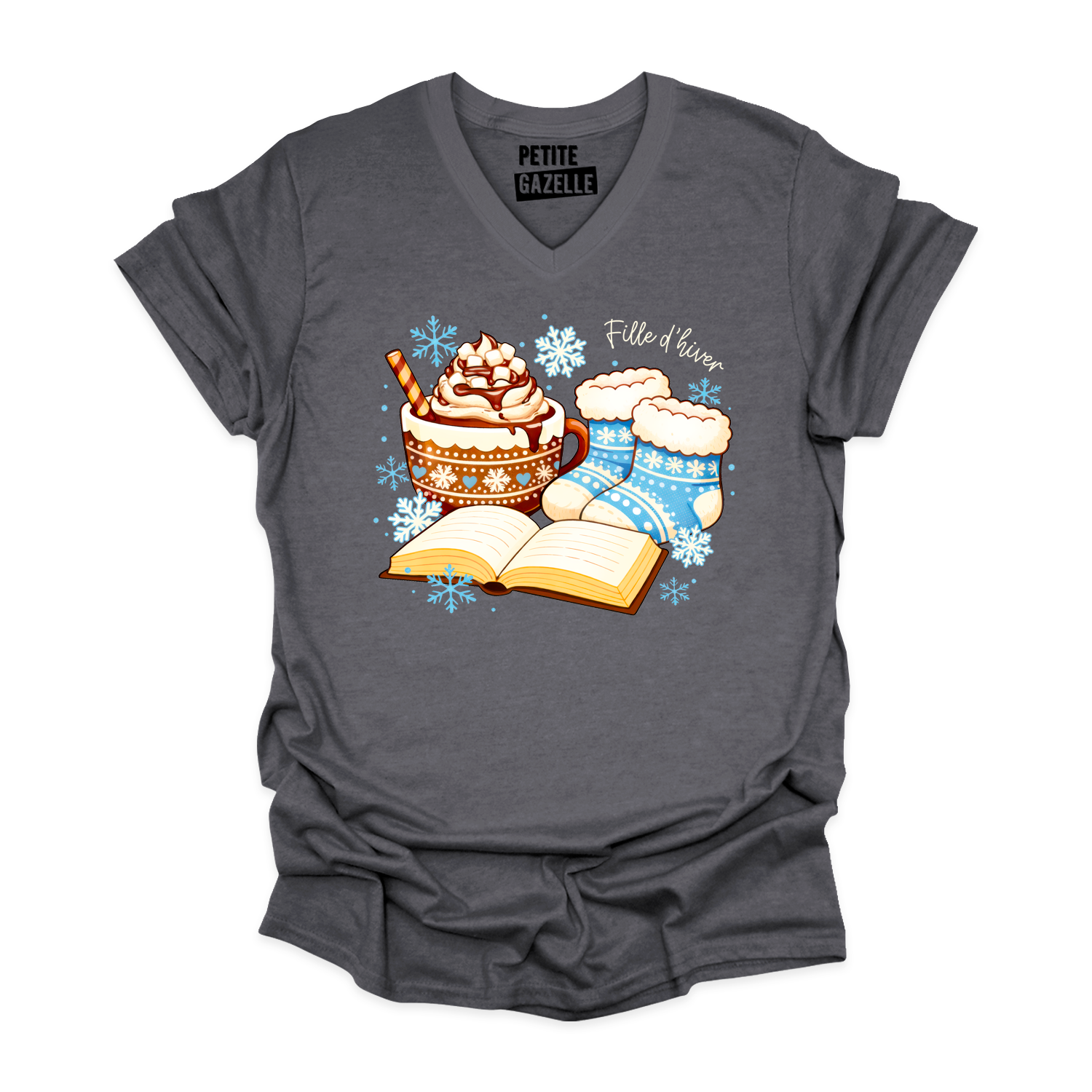 TSHIRT COL en V | Chocolat chaud et bas de laine