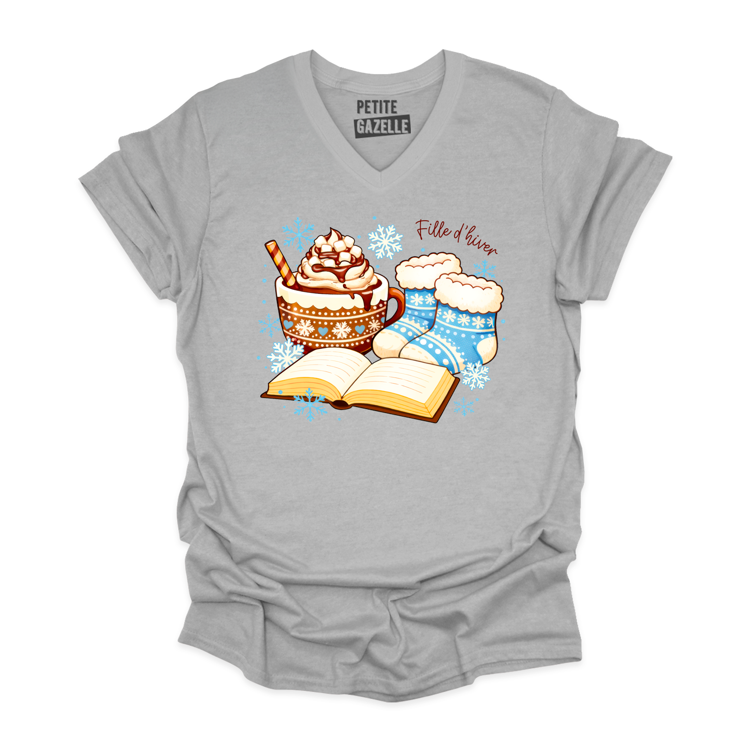 TSHIRT COL en V | Chocolat chaud et bas de laine