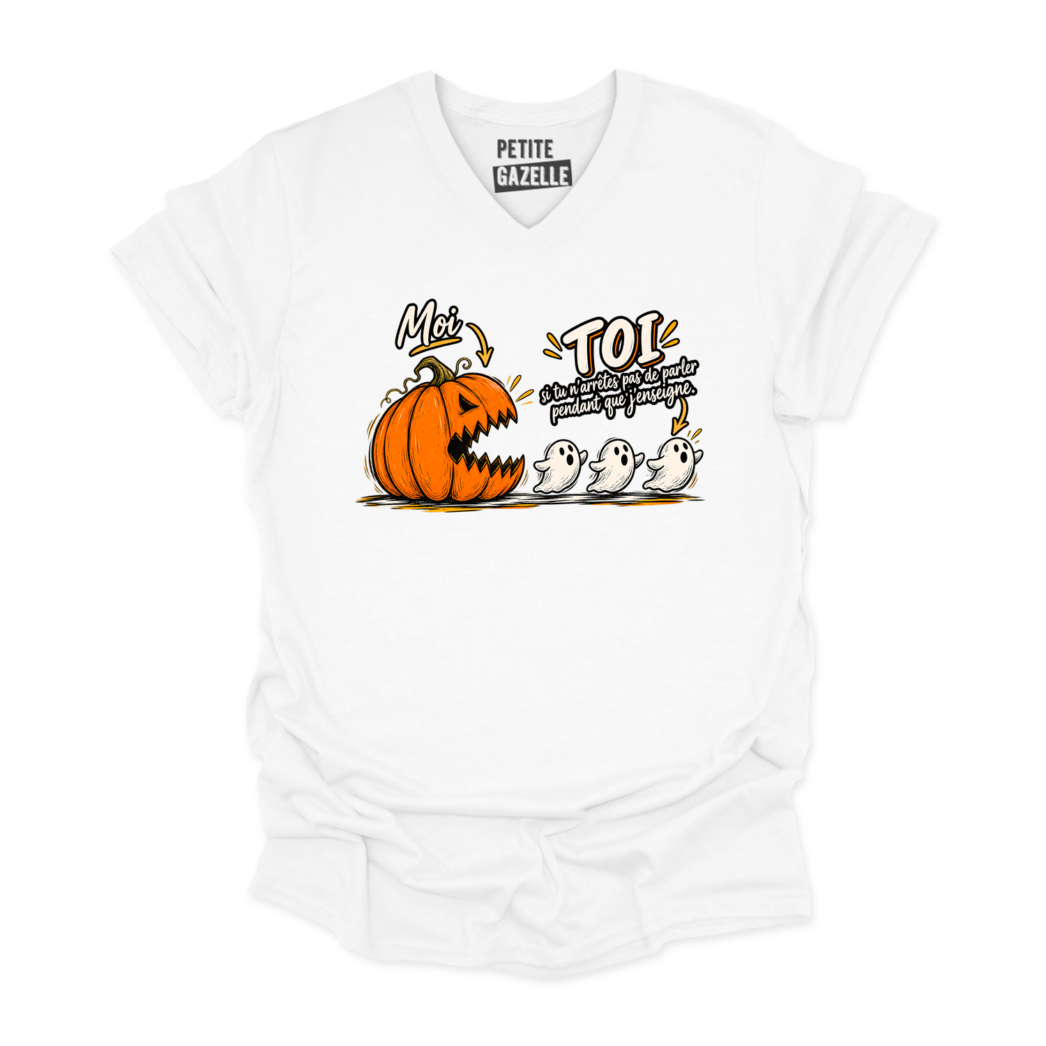 TSHIRT COL en V | Citrouille à boutte