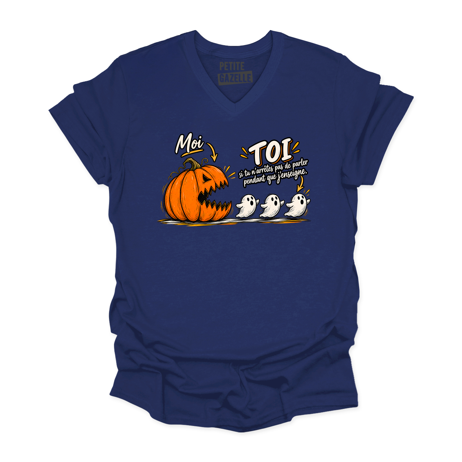TSHIRT COL en V | Citrouille à boutte