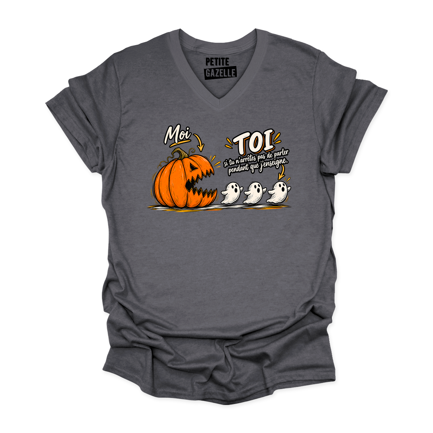 TSHIRT COL en V | Citrouille à boutte