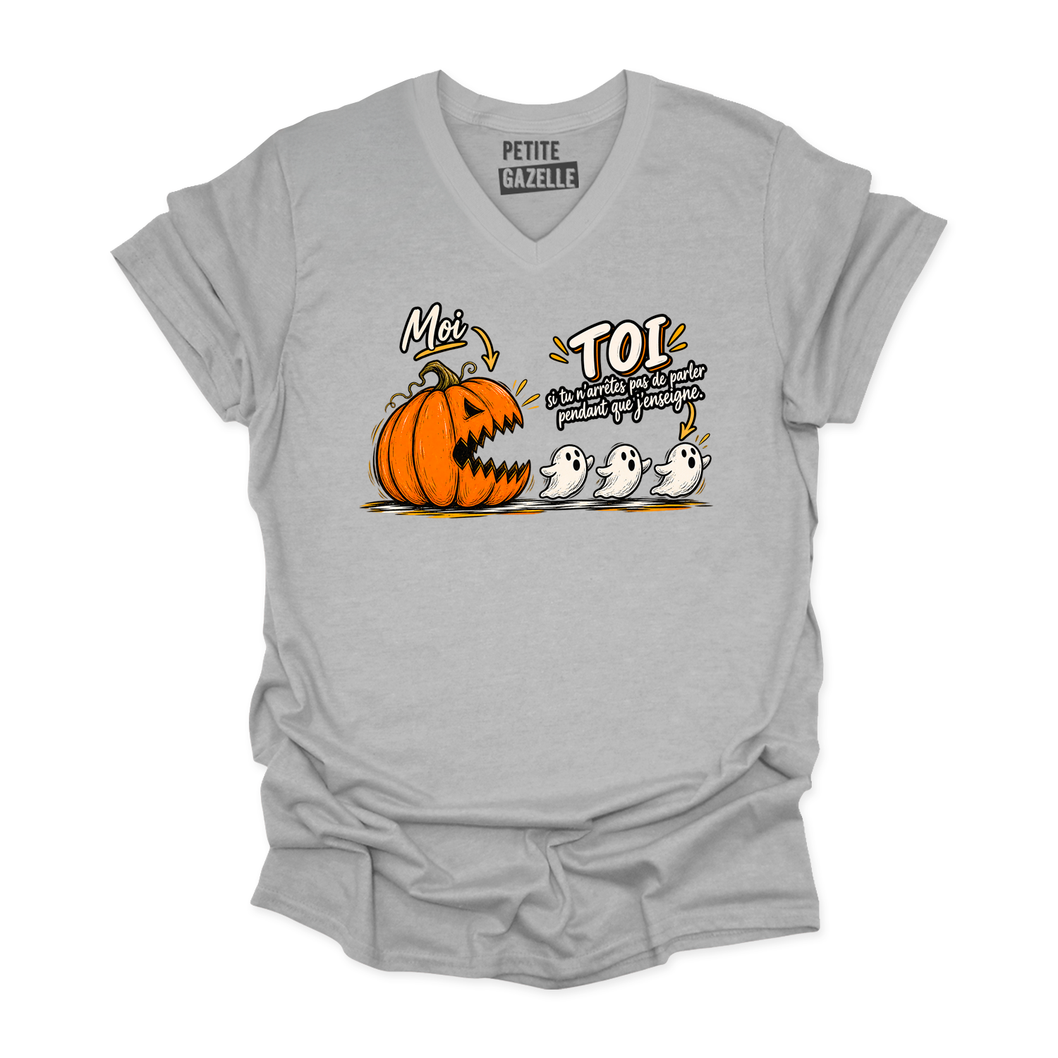 TSHIRT COL en V | Citrouille à boutte