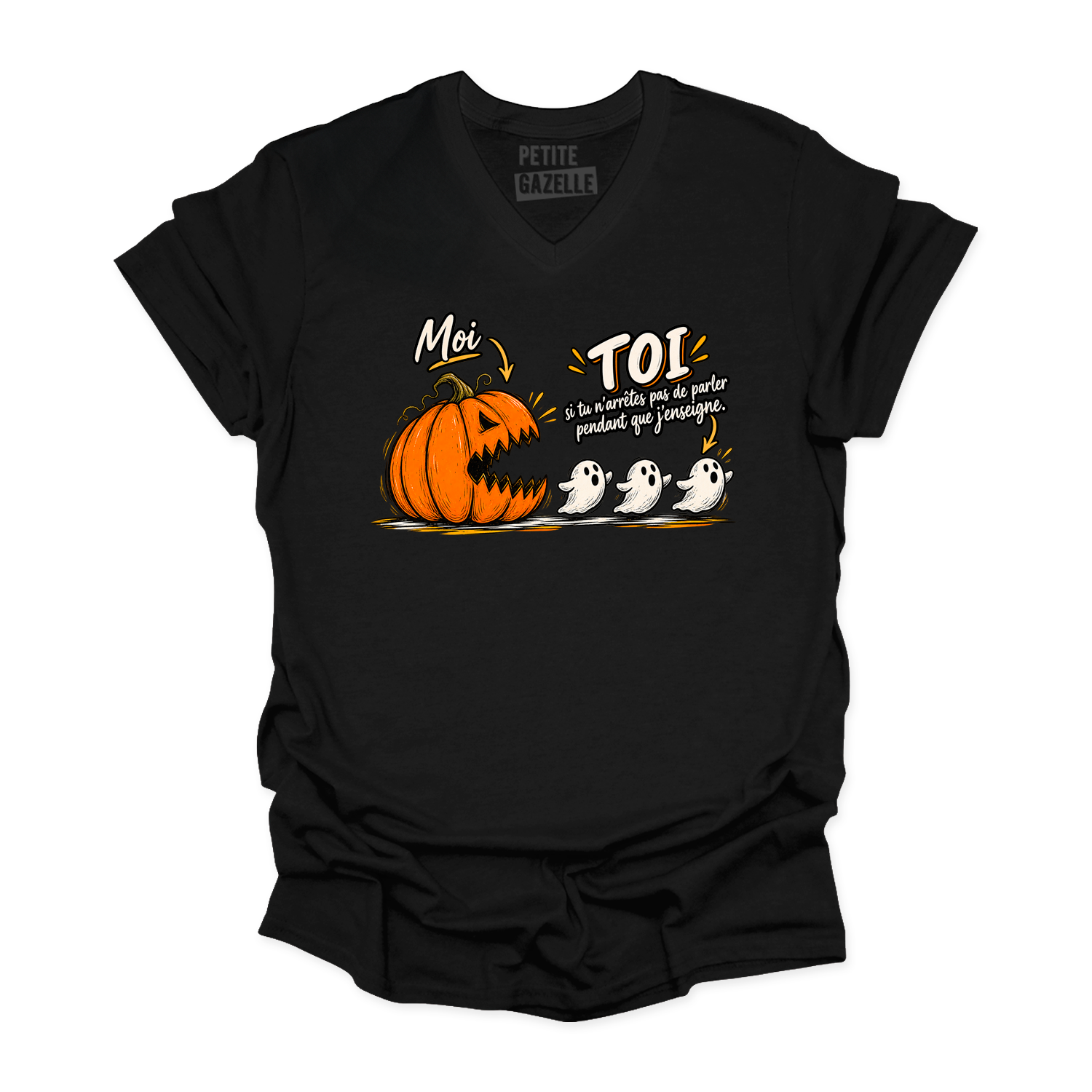 TSHIRT COL en V | Citrouille à boutte