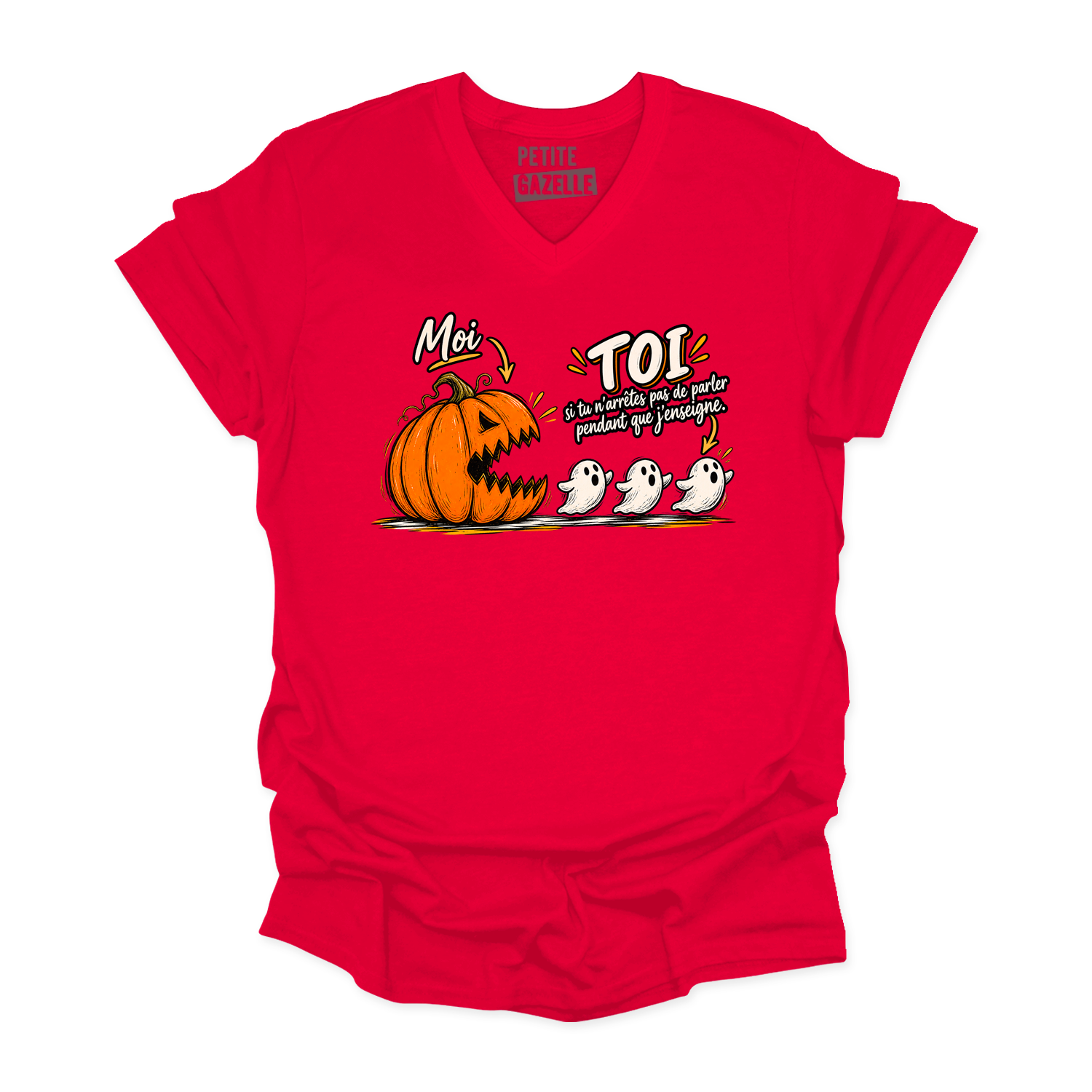 TSHIRT COL en V | Citrouille à boutte