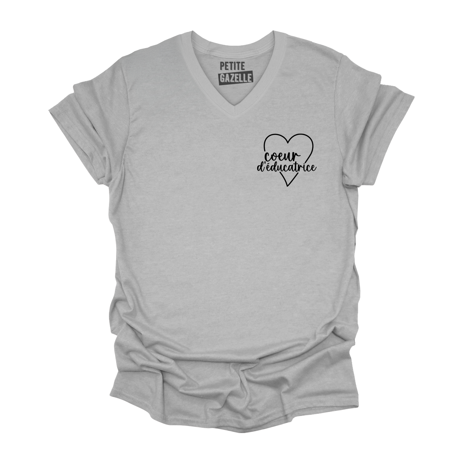 TSHIRT COL en V | Coeur d'éducatrice