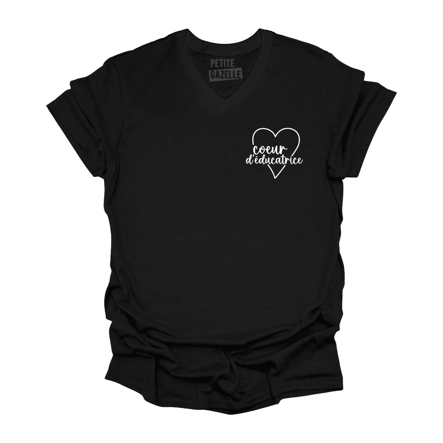 TSHIRT COL en V | Coeur d'éducatrice