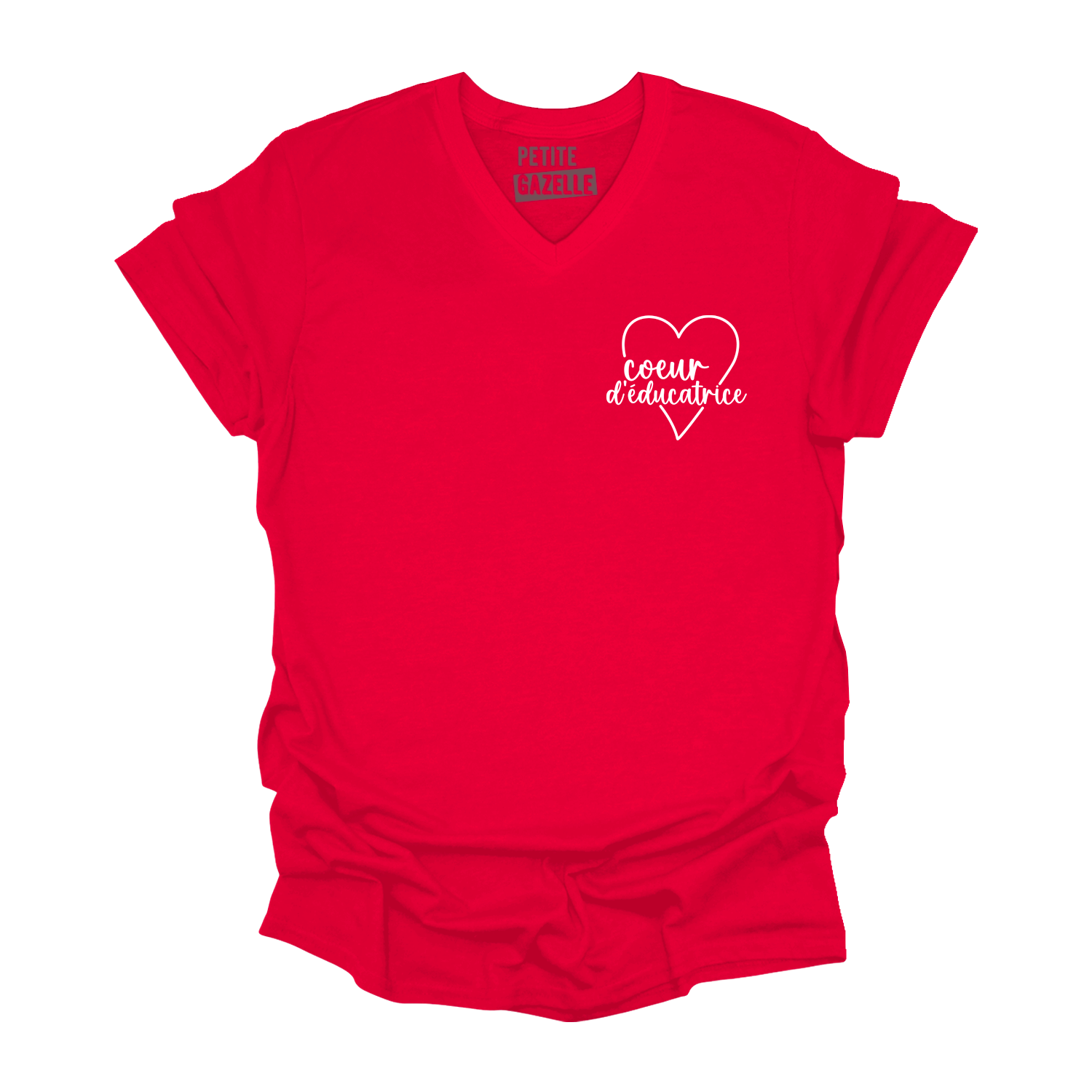 TSHIRT COL en V | Coeur d'éducatrice