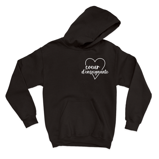 HOODIE | Coeur d'enseignante - Coton Ouaté à Capuchon - Petite Gazelle Atelier