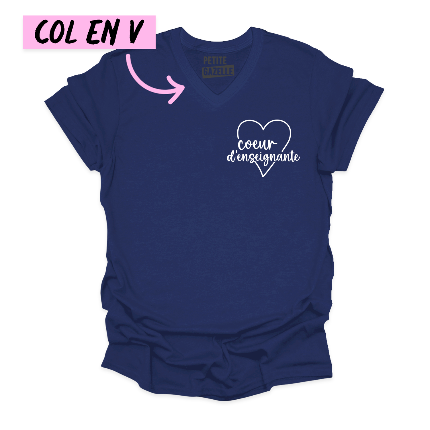 TSHIRT COL en V | Coeur d'enseignante