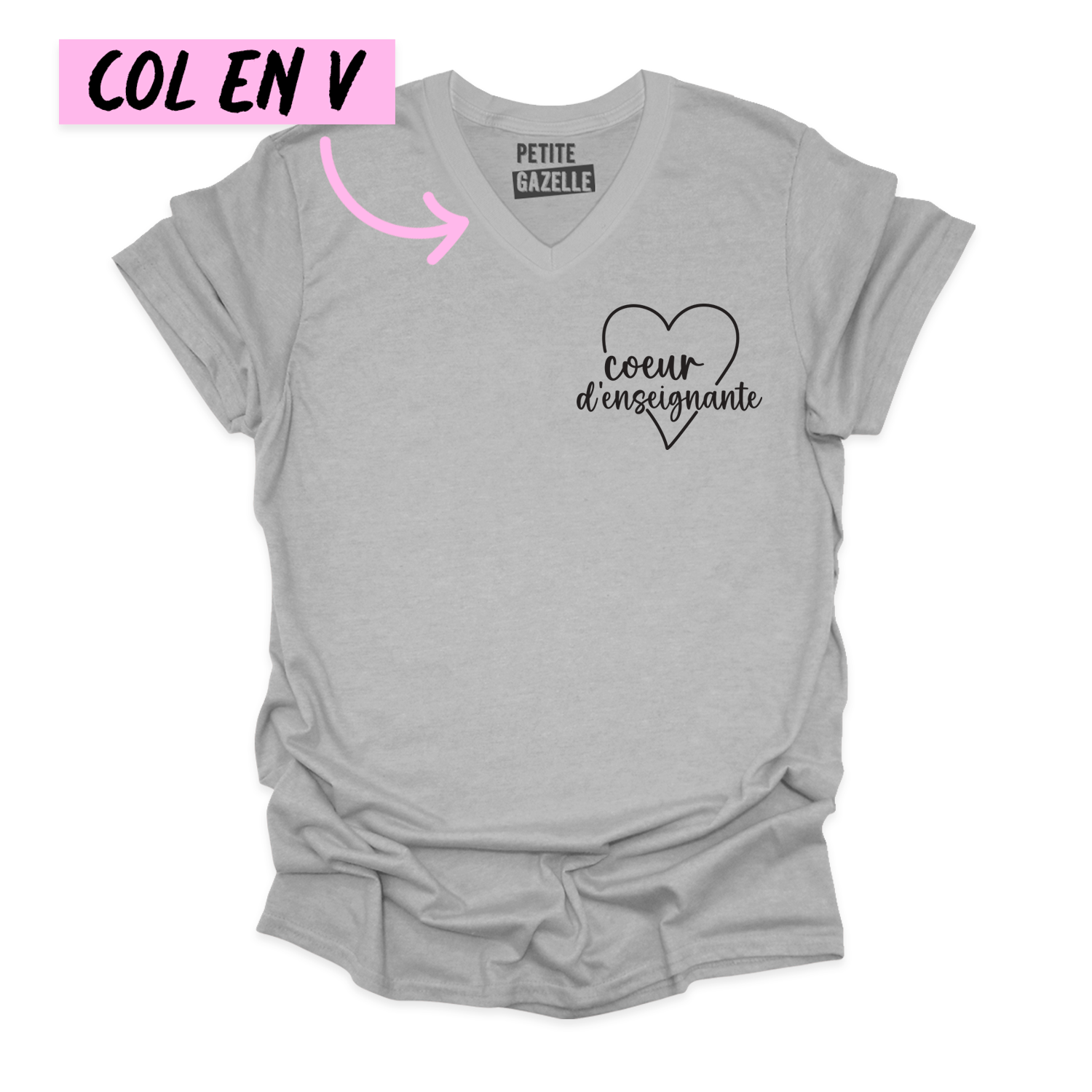 TSHIRT COL en V | Coeur d'enseignante