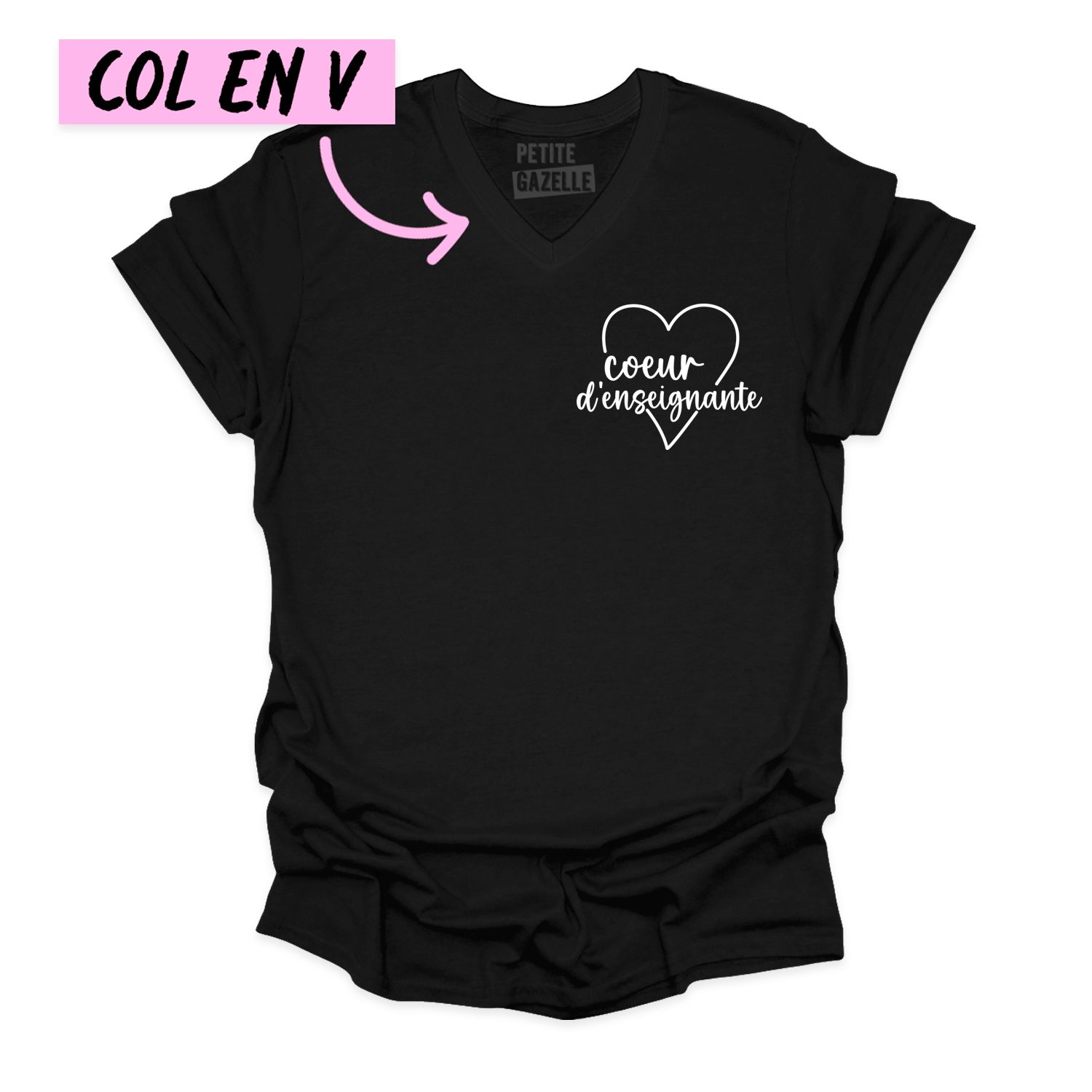 TSHIRT COL en V | Coeur d'enseignante