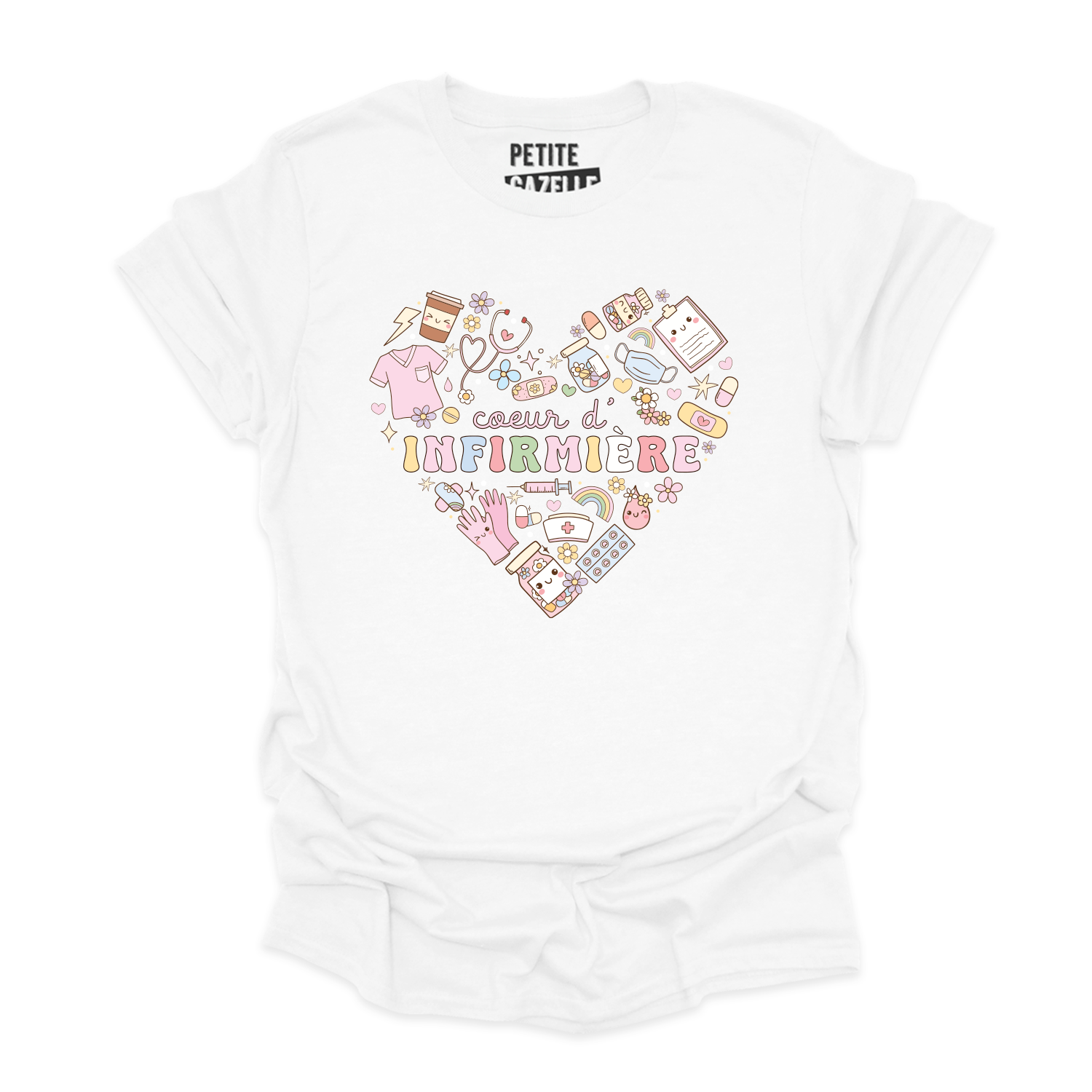 T-SHIRT COL ROND | Coeur d'infirmière