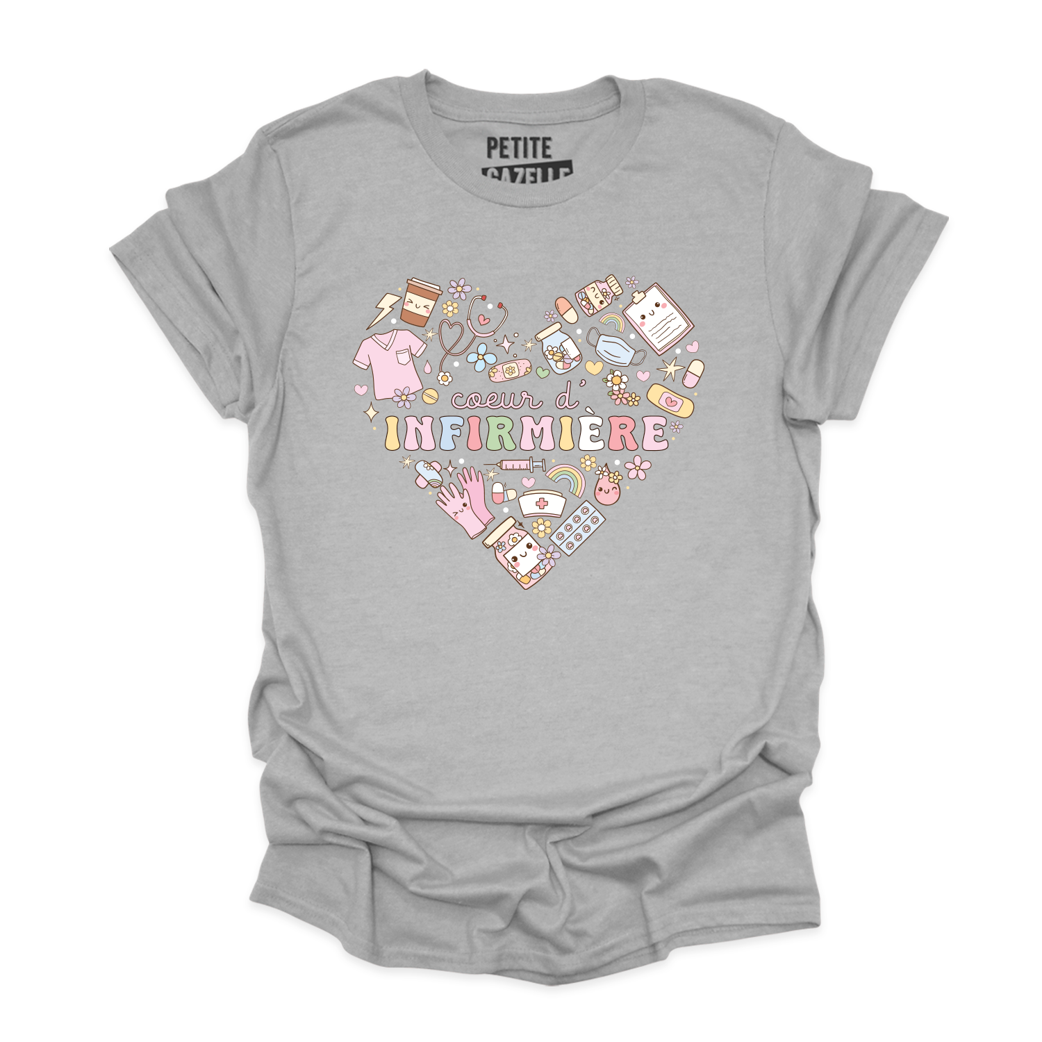 T-SHIRT COL ROND | Coeur d'infirmière