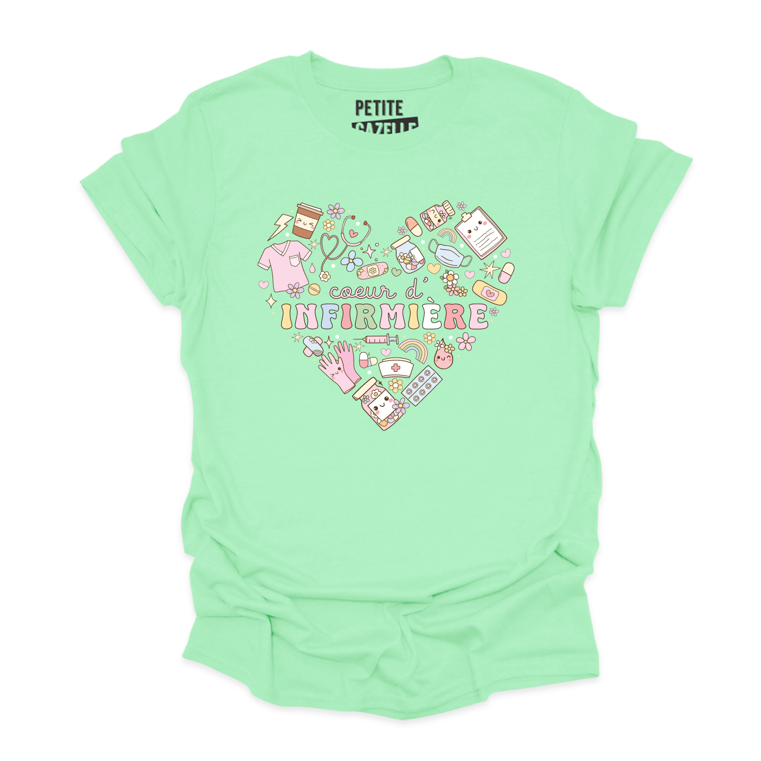 T-SHIRT COL ROND | Coeur d'infirmière