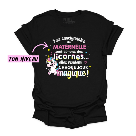 T-SHIRT COL ROND | Les enseignantes sont comme des licornes