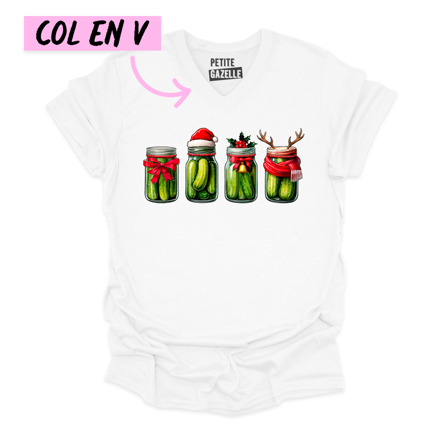 TSHIRT COL en V | Cornichons de Noël