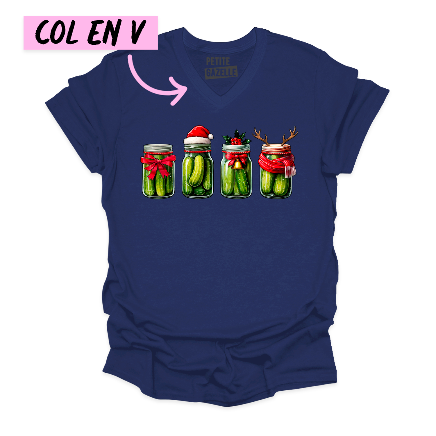 TSHIRT COL en V | Cornichons de Noël