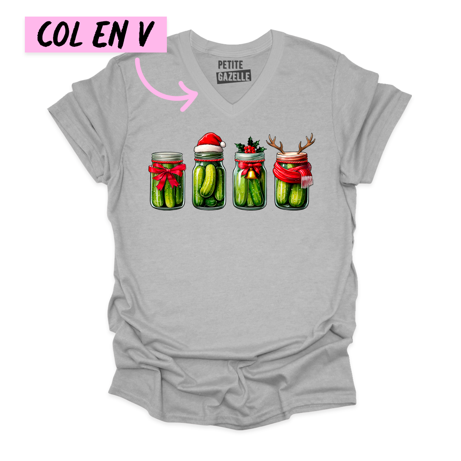 TSHIRT COL en V | Cornichons de Noël