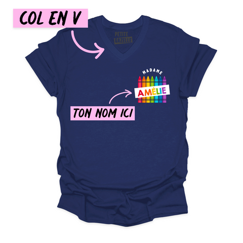 TSHIRT COL en V | Madame Crayons