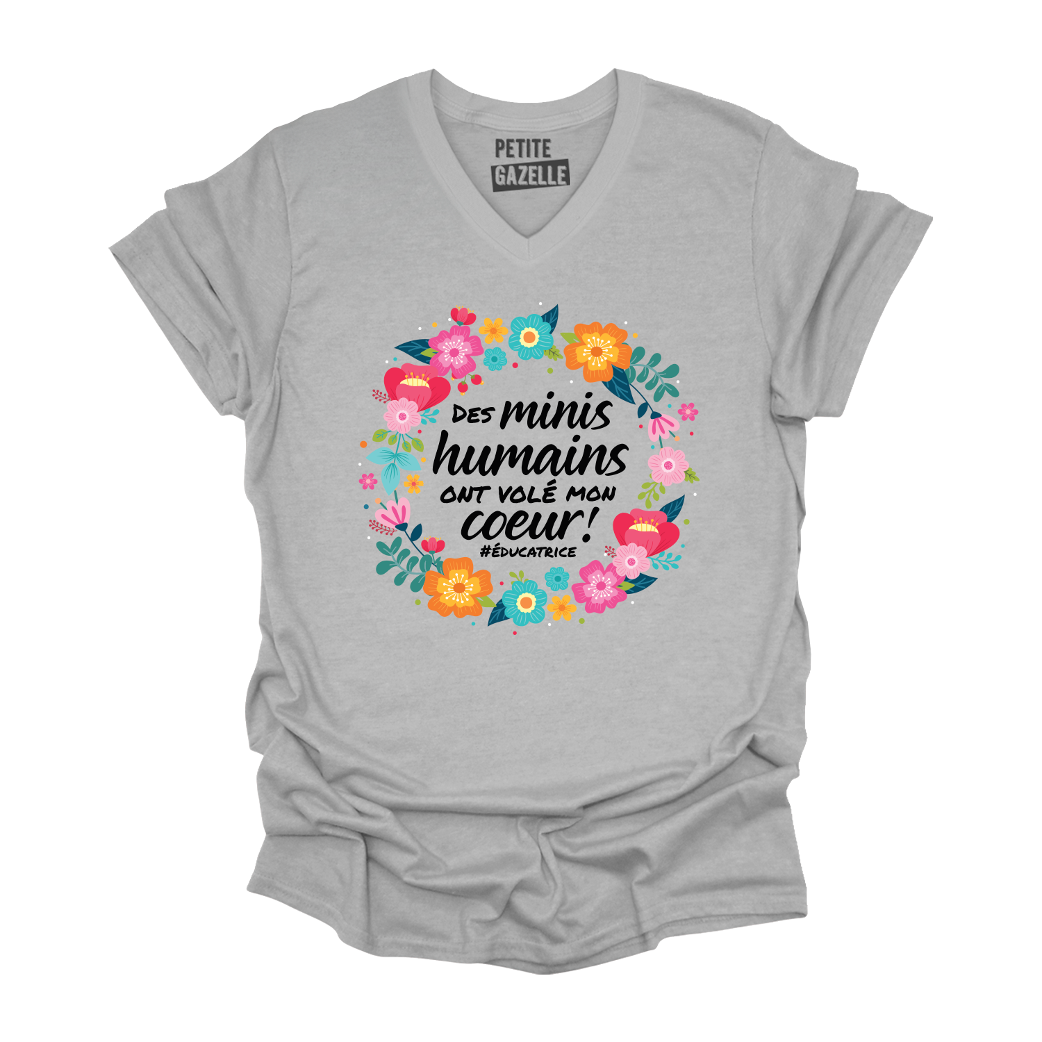 TSHIRT COL en V | Des minis humains ont volé mon coeur