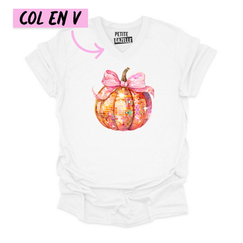 TSHIRT COL en V | Disco Citrouille