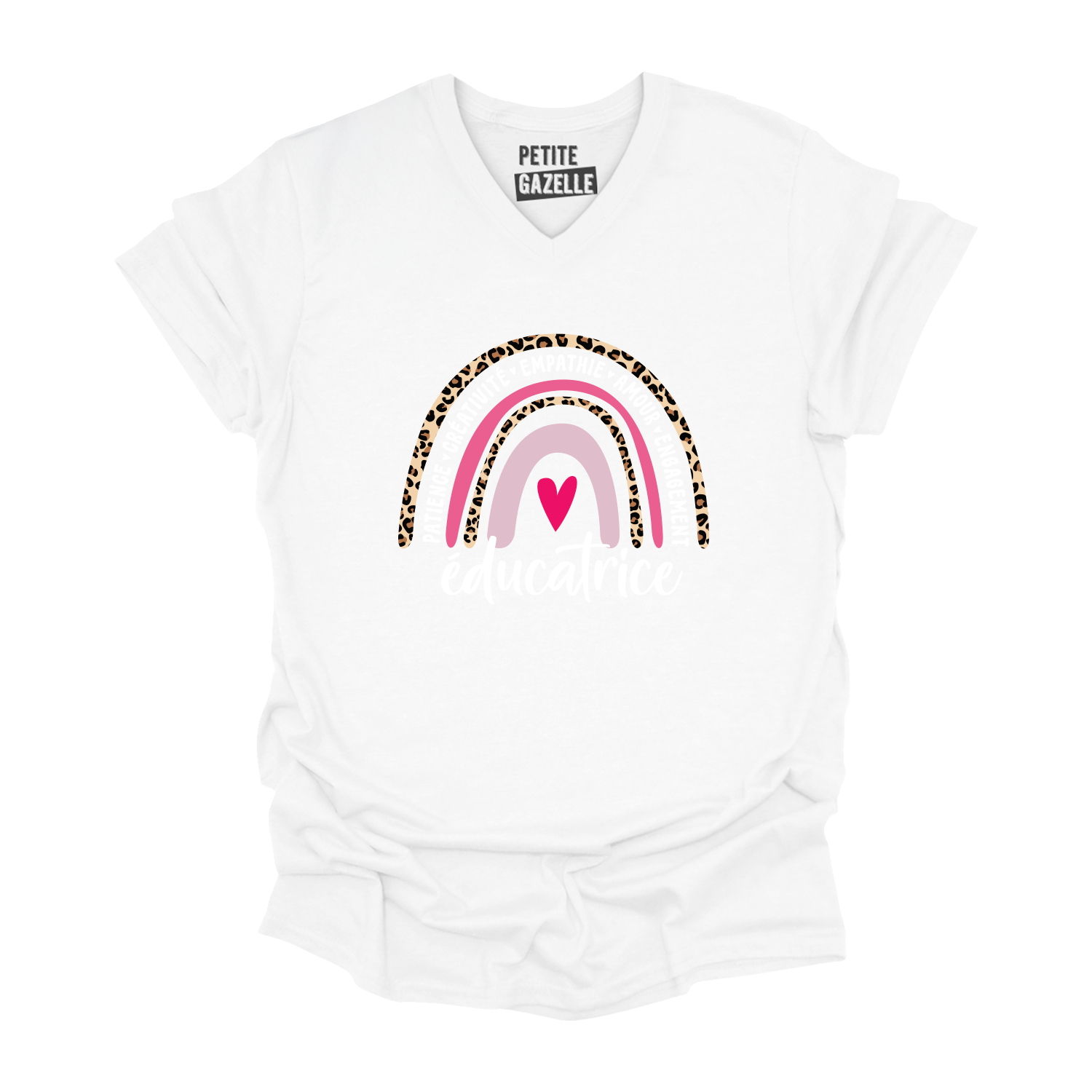 TSHIRT COL en V | Éducatrice Arc-en-ciel