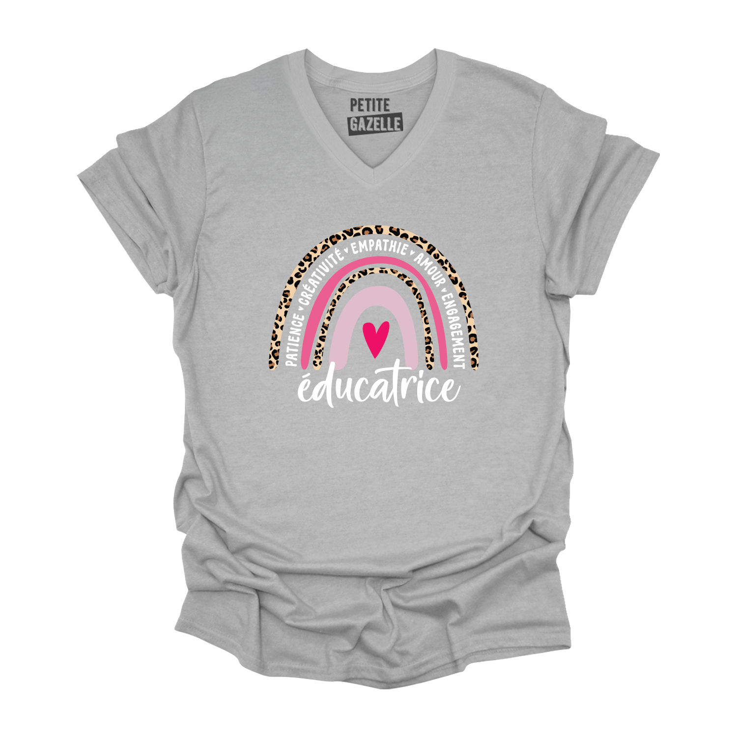 TSHIRT COL en V | Éducatrice Arc-en-ciel