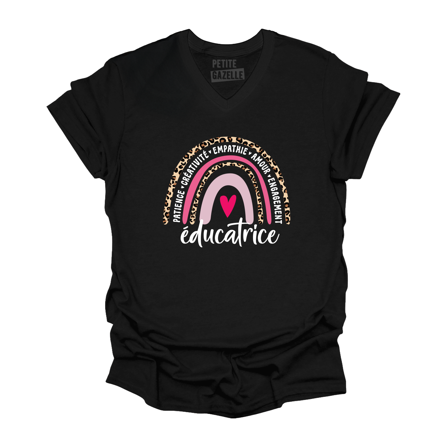TSHIRT COL en V | Éducatrice Arc-en-ciel
